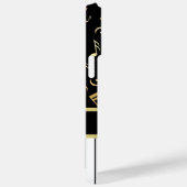 Musiknotizen und Klaviertasten Schwarz und Gold Case-Mate iPhone Hülle (Rückseite / Rechts)