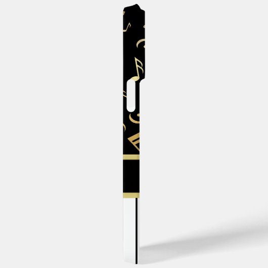 Musiknotizen und Klaviertasten Schwarz und Gold Case-Mate iPhone Hülle (Rückseite / Rechts)