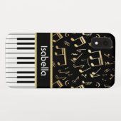 Musiknotizen und Klaviertasten Schwarz und Gold Case-Mate iPhone Hülle (Rückseite (Horizontal))