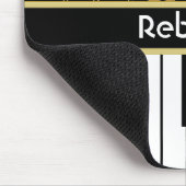 Musiknotizen und Klaviertasten Schwarz und Gold Mousepad (Ecke)