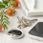 Musiknotizen und Klaviertasten Schwarz und Gold Schlüsselanhänger (Seite)