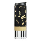Musiknotizen und Klaviertasten Schwarz und Gold Thermosbecher (Nach links gedreht)