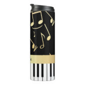 Musiknotizen und Klaviertasten Schwarz und Gold Thermosbecher (Nach rechts gedreht)
