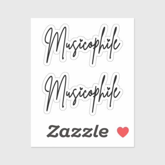 Musikophile Typo mit Liebe Herz, maßgeschneidert V Aufkleber (Blatt)