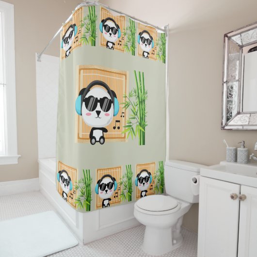 Musikpanda Duschvorhang (Beispiel)