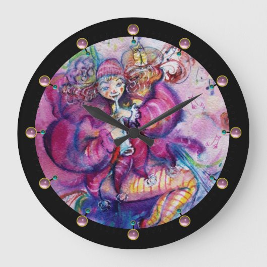 MUSIKPINK CLOWN GROßE WANDUHR (Vorderseite)