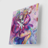 MUSIKPINK CLOWN QUADRATISCHE WANDUHR (Winkel)