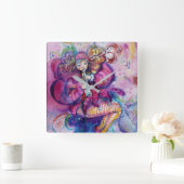 MUSIKPINK CLOWN QUADRATISCHE WANDUHR (Zuhause)