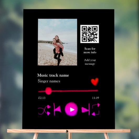 Musikplayer personalisiertes Paar Liebe q r Code t Acrylschild (Neutral)