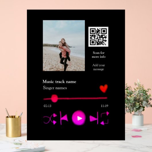 Musikplayer personalisiertes Paar Liebe q r Code t Acrylschild (Hochzeit)