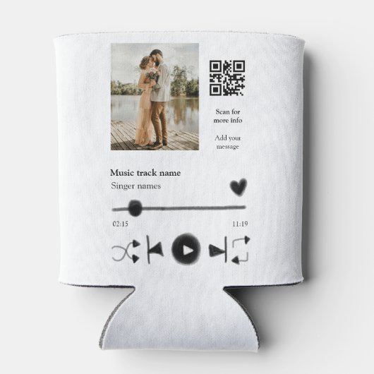 Musikplayer personalisiertes Paar Liebe q r Code t Dosenkühler (Rückseite)
