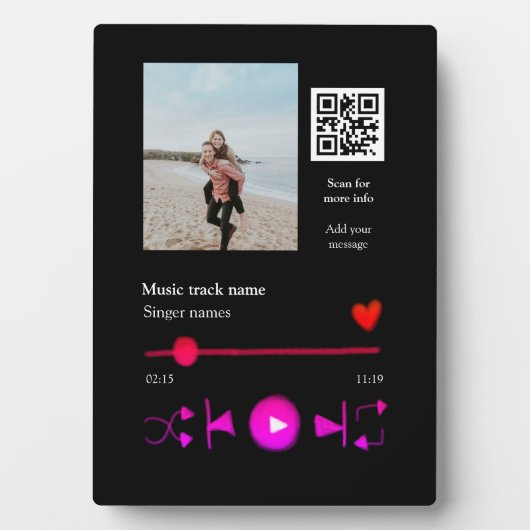 Musikplayer personalisiertes Paar Liebe q r Code t Fotoplatte (Vorderseite)