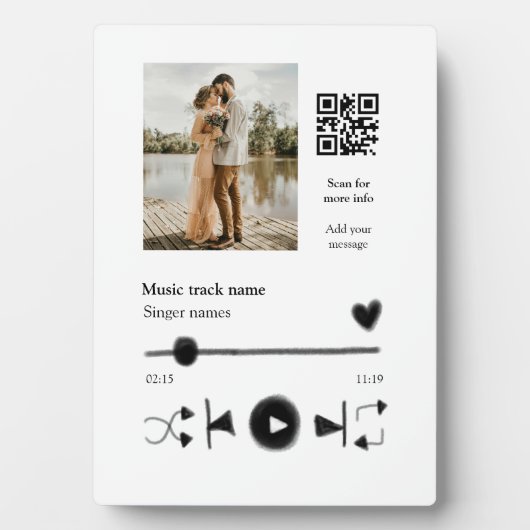 Musikplayer personalisiertes Paar Liebe q r Code t Fotoplatte (Vorderseite)