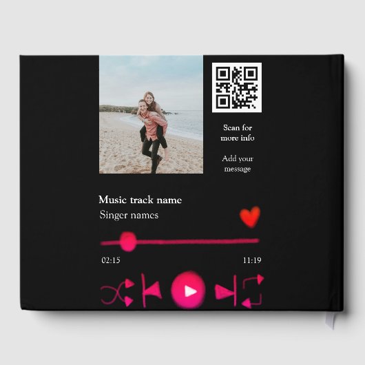 Musikplayer personalisiertes Paar Liebe q r Code t Gästebuch (Rückseite)