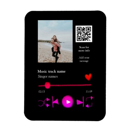 Musikplayer personalisiertes Paar Liebe q r Code t Magnet (Vertikal)
