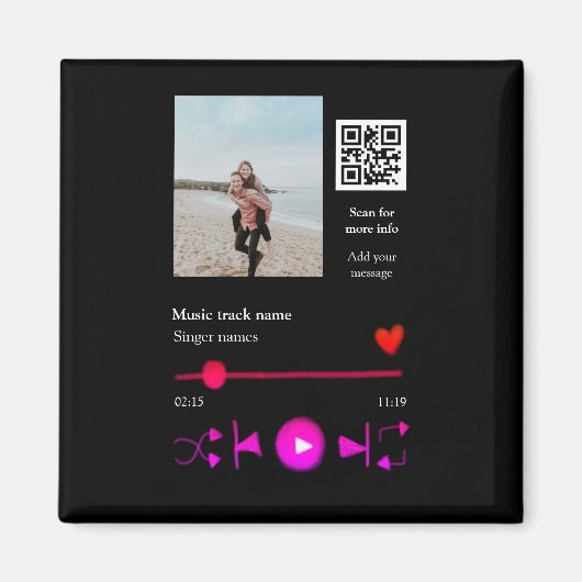 Musikplayer personalisiertes Paar Liebe q r Code t Magnet (Vorne)