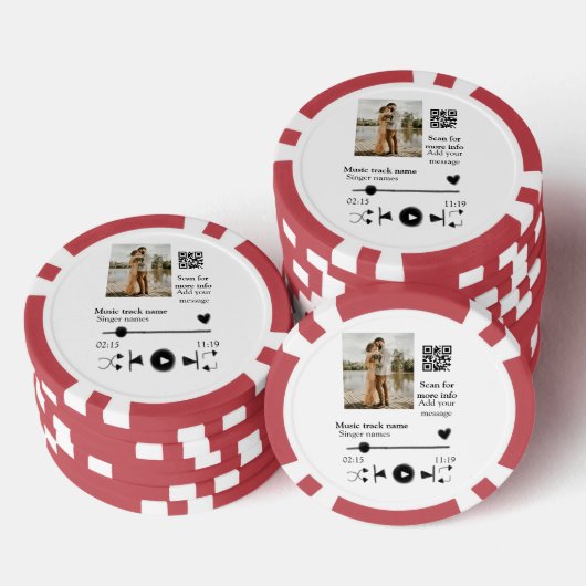 Musikplayer personalisiertes Paar Liebe q r Code t Pokerchips (Stapel)