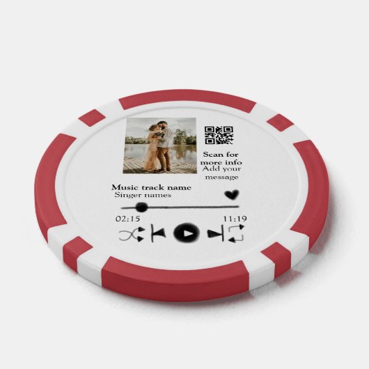 Musikplayer personalisiertes Paar Liebe q r Code t Pokerchips (Einzeln)