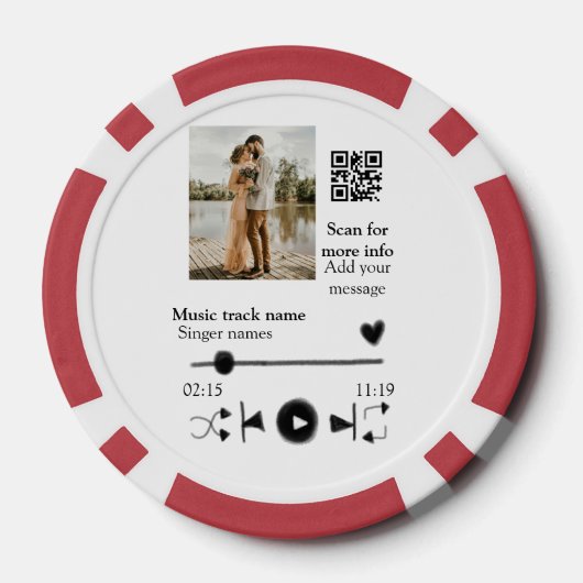 Musikplayer personalisiertes Paar Liebe q r Code t Pokerchips (Rückseite)