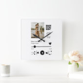 Musikplayer personalisiertes Paar Liebe q r Code t Quadratische Wanduhr (Zuhause)