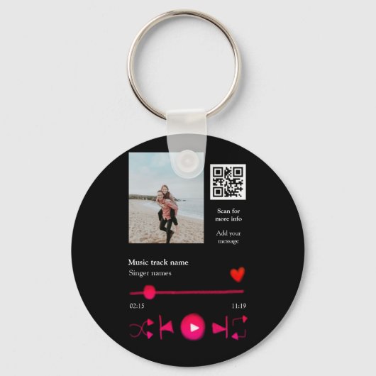 Musikplayer personalisiertes Paar Liebe q r Code t Schlüsselanhänger (Rückseite)