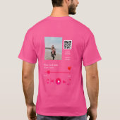 Musikplayer personalisiertes Paar Liebe q r Code t T-Shirt (Rückseite)