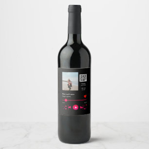 Musikplayer personalisiertes Paar Liebe q r Code t Weinetikett