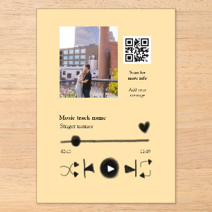 Musikplayer personalisiertes Paar Liebe QR-Code Te Acryleinladungen