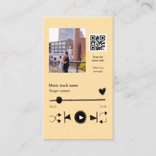 Musikplayer personalisiertes Paar Liebe QR-Code Te Begleitkarte (Vorderseite)