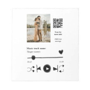 Musikplayer personalisiertes Paar Liebe QR-Code Te Notizblock