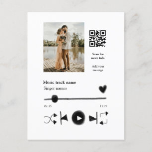 Musikplayer personalisiertes Paar Liebe QR-Code Te Postkarte