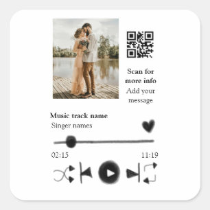 Musikplayer personalisiertes Paar Liebe QR-Code Te Quadratischer Aufkleber