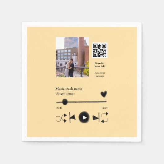 Musikplayer personalisiertes Paar Liebe QR-Code Te Serviette (Vorderseite)