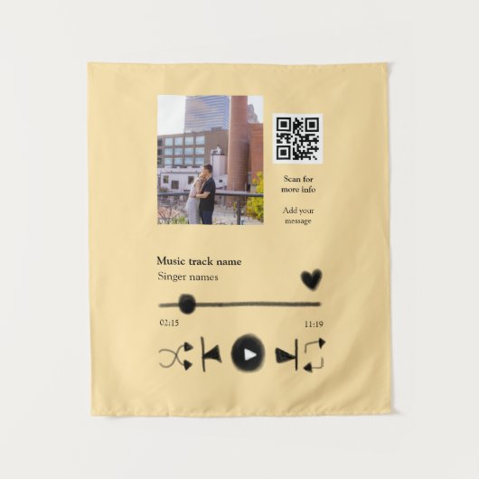 Musikplayer personalisiertes Paar Liebe QR-Code Te Wandteppich (Vorderseite)