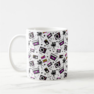 Musikplayer, Tonbandgerät, Videoband, Filmkamera, Kaffeetasse