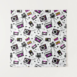 Musikplayer, Tonbandgerät, Videoband, Filmkamera, Wandteppich