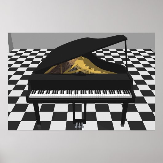 Musikposter: Grand Piano & Tiles: 3D-Modell Poster (Vorne)