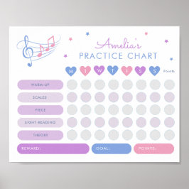 Musikpraxis Belohnungsdiagramm Treble Clef Pink Poster