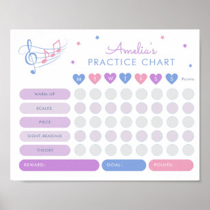 Musikpraxis Belohnungsdiagramm Treble Clef Pink Poster