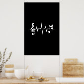 Musikpuls-Notizen Clef-Frequenzklang Poster (Küche)