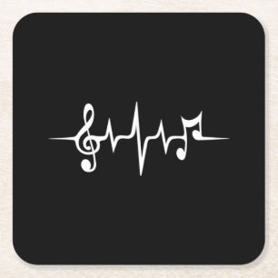 Musikpuls-Notizen Clef-Frequenzklang Rechteckiger Pappuntersetzer