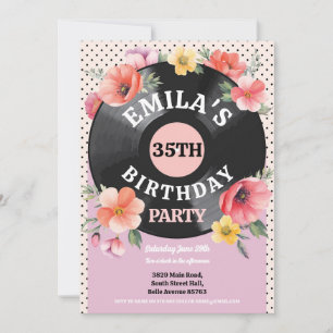 Musikrekord Geburtstag der Floral der 1950er Jahre Einladung