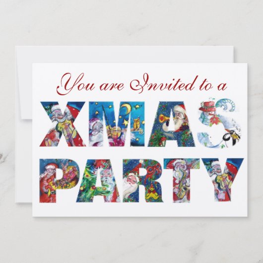 MUSIKSANTA UND SNOWMAN XMAS NACHT PARTY EINLADUNG (Vorderseite)