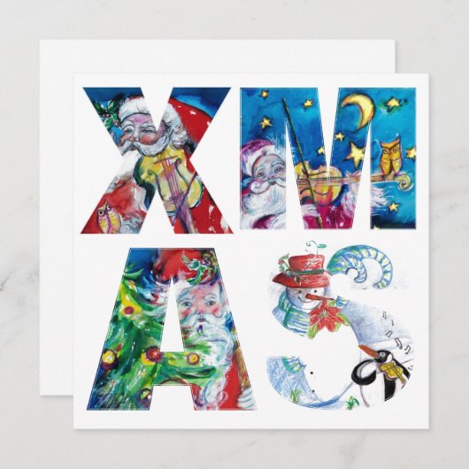 MUSIKSANTA UND SNOWMAN XMAS NACHT PARTY EINLADUNG (Vorne/Hinten)