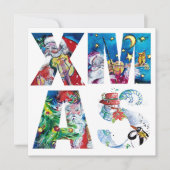 MUSIKSANTA UND SNOWMAN XMAS NACHT PARTY EINLADUNG (Vorderseite)