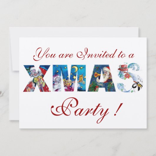 MUSIKSANTA UND SNOWMAN XMAS NACHT PARTY EINLADUNG (Vorderseite)