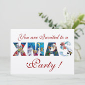 MUSIKSANTA UND SNOWMAN XMAS NACHT PARTY EINLADUNG (Stehend Vorderseite)