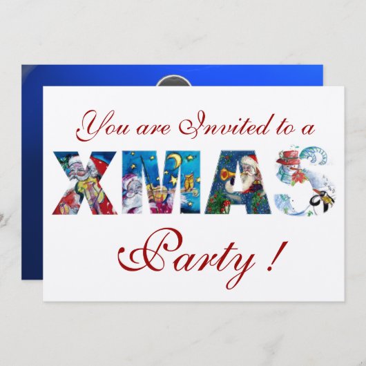 MUSIKSANTA UND SNOWMAN XMAS NACHT PARTY EINLADUNG (Vorne/Hinten)