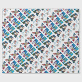 MUSIKSANTA UND SNOWMAN XMAS NACHT PARTY GESCHENKPAPIER (Flach)