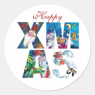 MUSIKSANTA UND SNOWMAN XMAS NACHT PARTY RUNDER AUFKLEBER